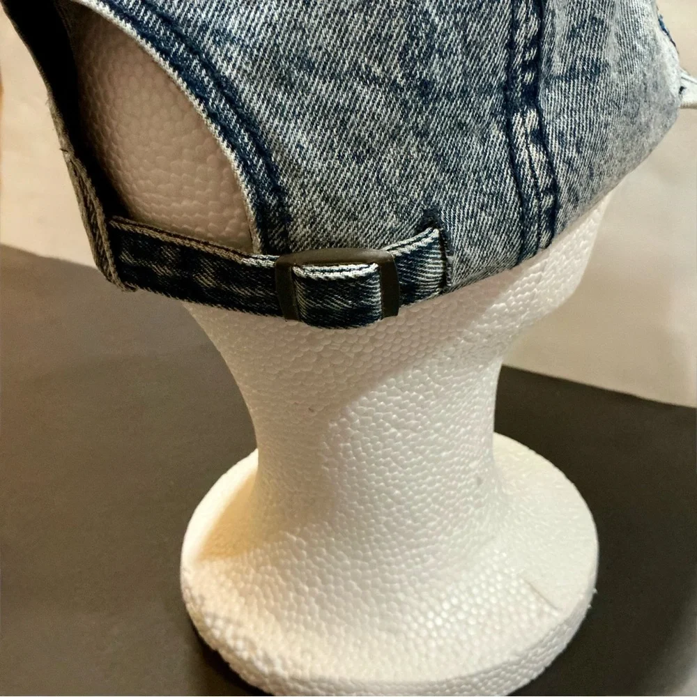 American Eagle Outfitters Baseball Cap Hat Stonewashed Denim Rainbow Embroidered - Picture 5 of 10